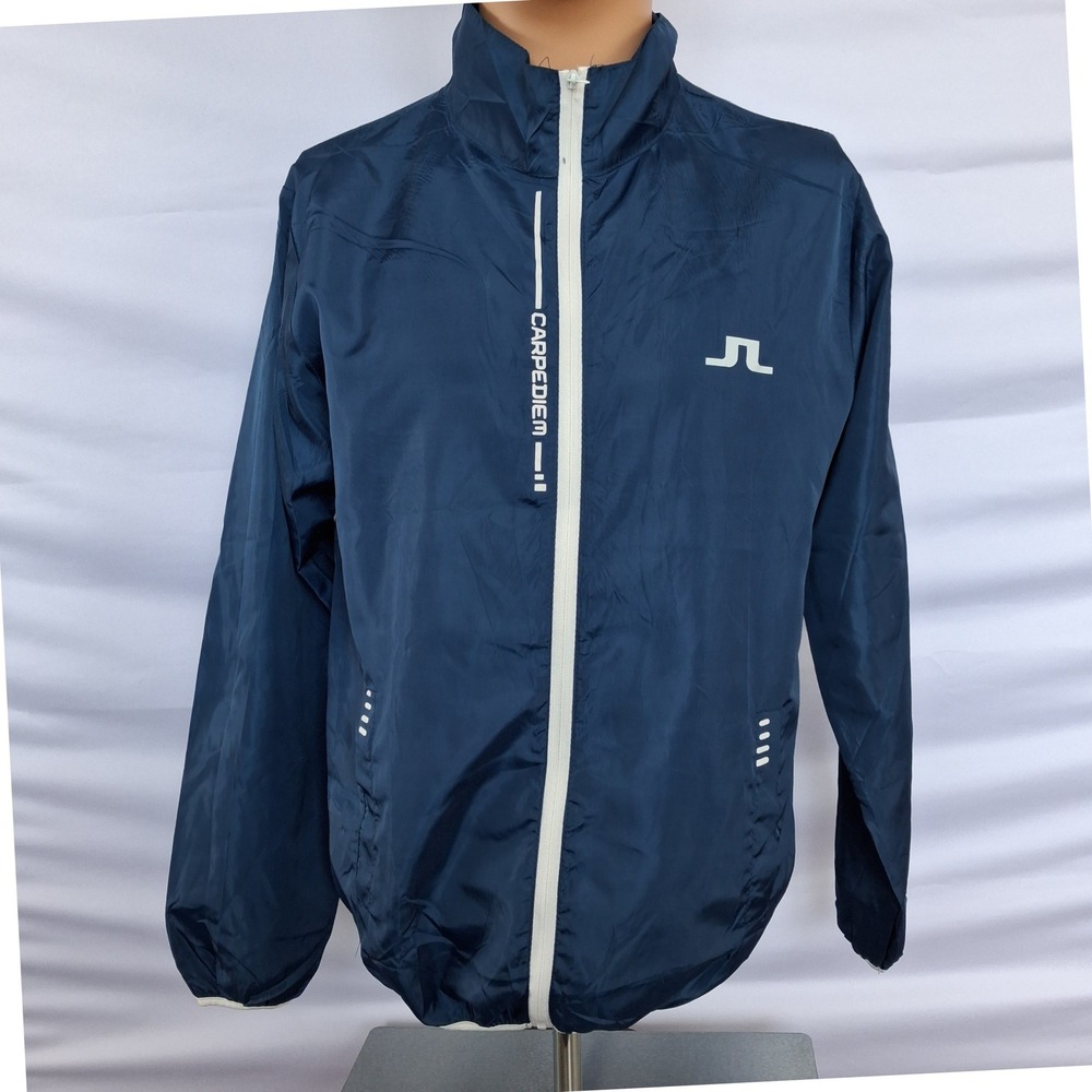 J.Lindeberg Carpe Diem Windbreaker Jacket Navy Blue Full Zip Mens L
